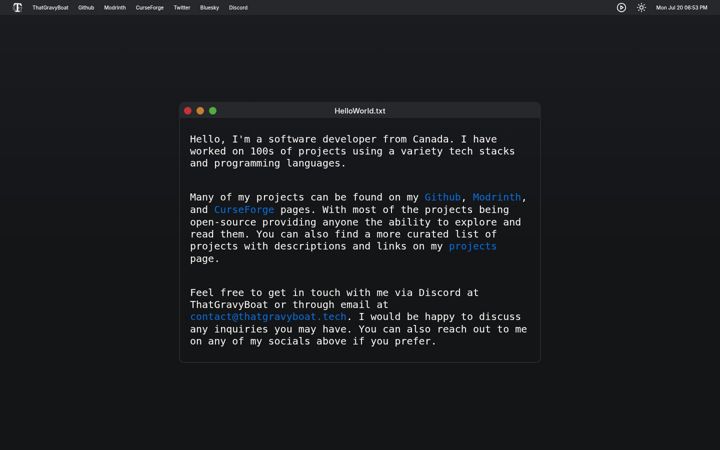 Screenshot of thatgravyboat.tech