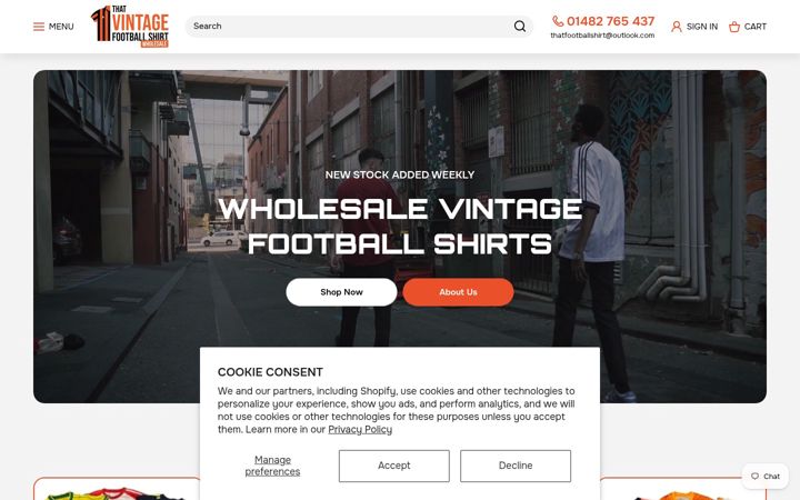 Snímek obrazovky thatvintagefootballshirt.com