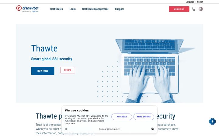 Ekrānuzņēmums no thawte.com