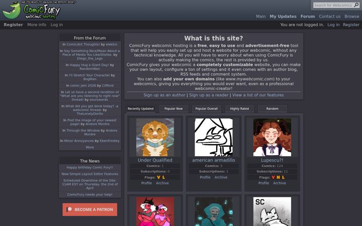 Screenshot of the-comic.org