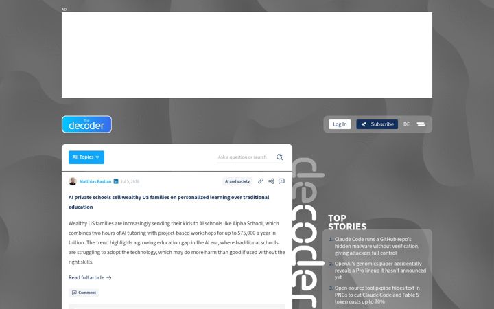 Screenshot von the-decoder.com