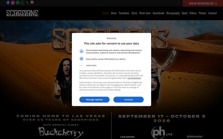 Screenshot of the-scorpions.com
