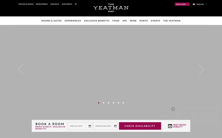 Ekraanipilt saidist the-yeatman-hotel.com