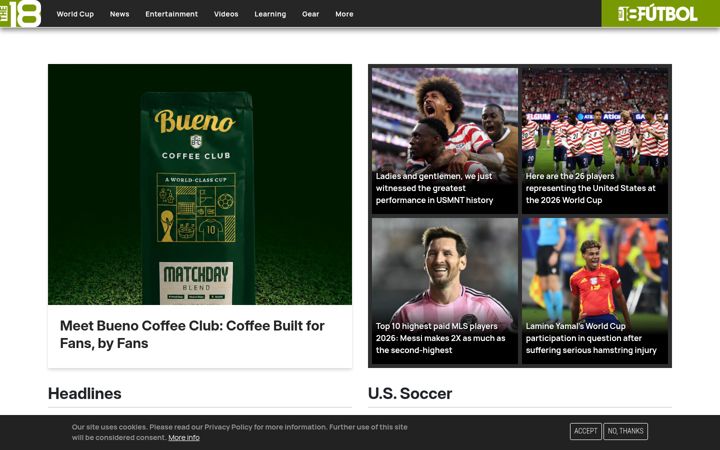 Screenshot of the18.com