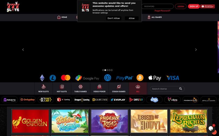 Screenshot of the777slots.com
