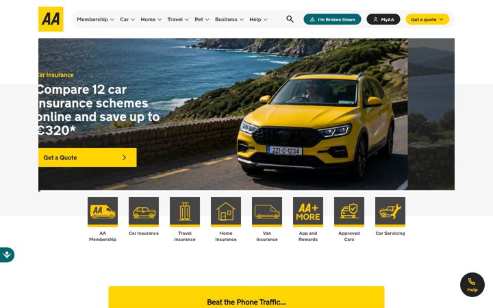 Screenshot of theaa.ie