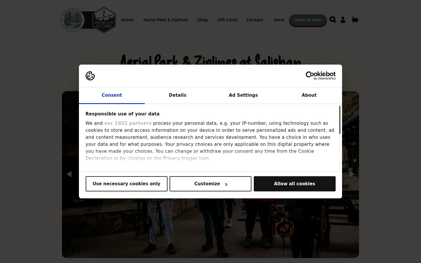 Screenshot of the consent banner shown before any interaction