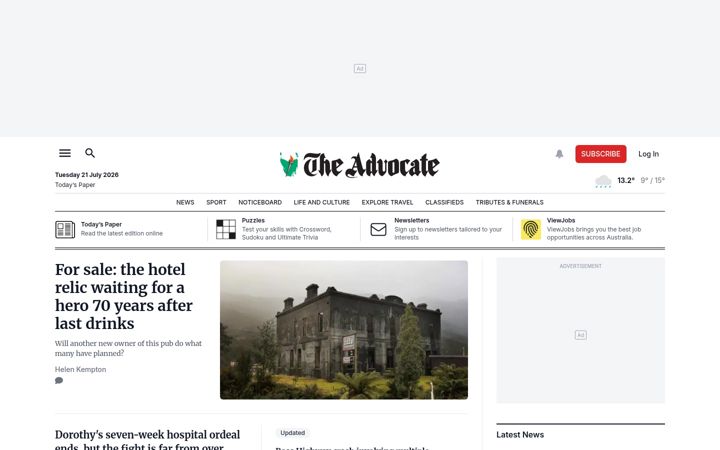 Screenshot of theadvocate.com.au