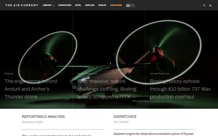 Screenshot of theaircurrent.com