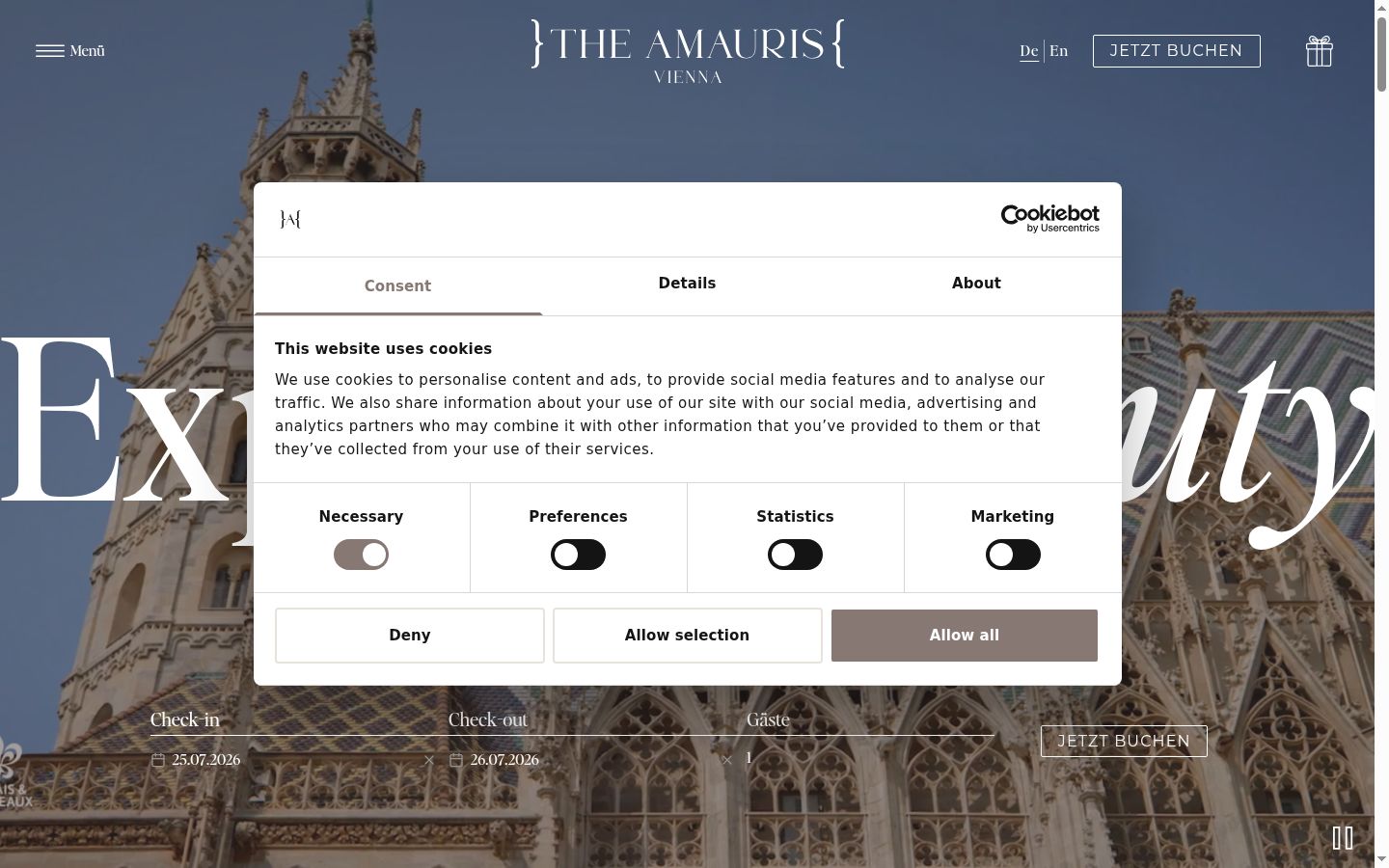 Screenshot of the consent banner shown before any interaction
