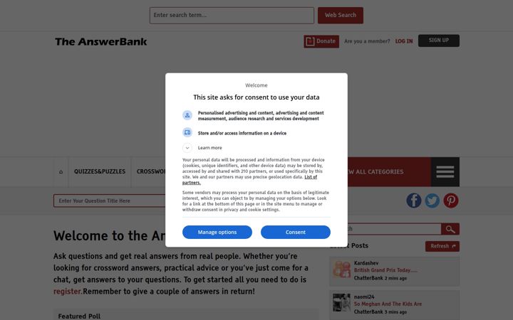 Screenshot of theanswerbank.co.uk