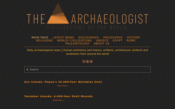 Screenshot of thearchaeologist.org
