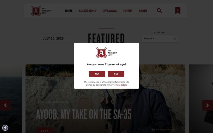 Screenshot of thearmorylife.com