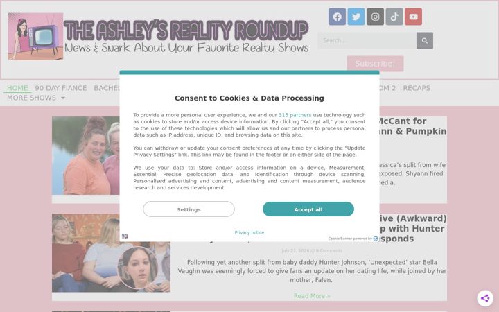 Екранна снимка на theashleysrealityroundup.com