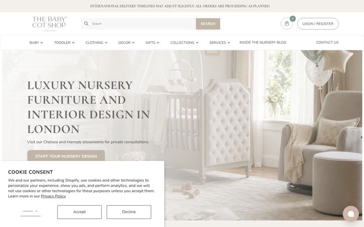Screenshot of thebabycotshop.com