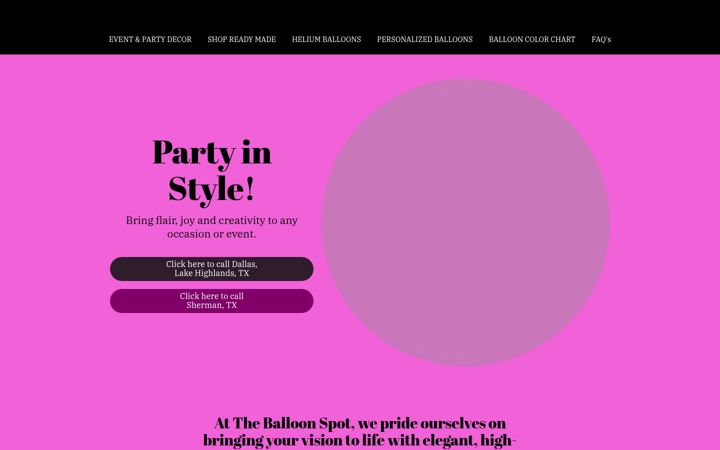 Snímek obrazovky theballoonspotpartystore.com