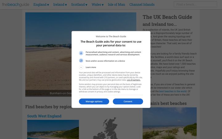 Screenshot of thebeachguide.co.uk