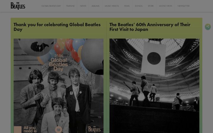 Ekrānuzņēmums no thebeatles.com