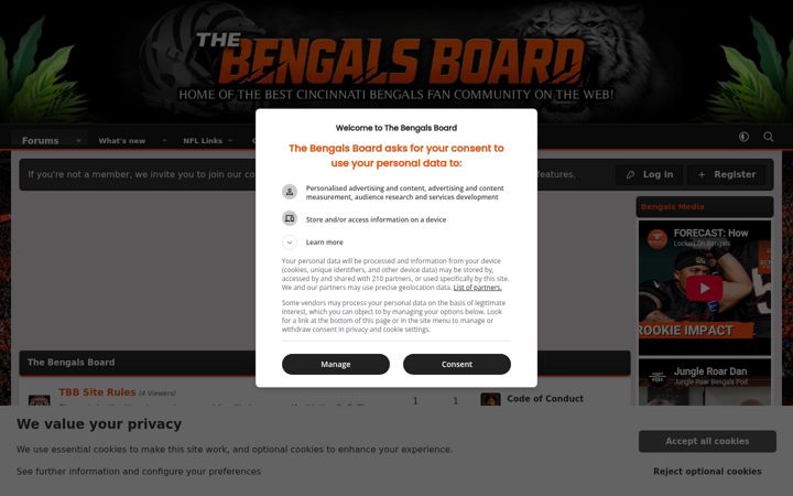 Screenshot di thebengalsboard.com