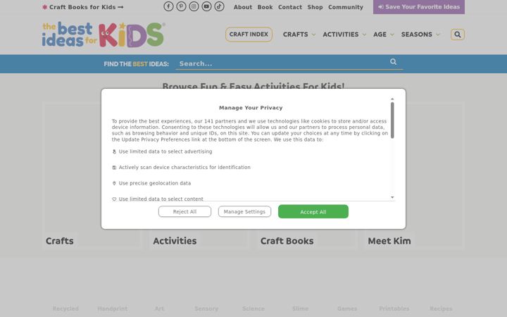Screenshot of thebestideasforkids.com