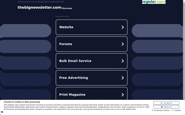 Skärmbild av thebignewsletter.com