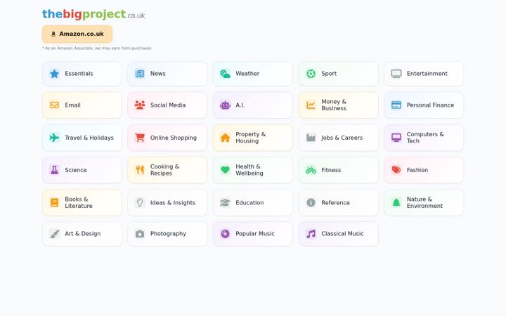 Screenshot of thebigproject.co.uk