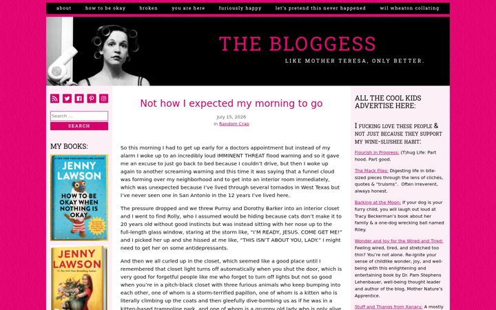 Screenshot of thebloggess.com