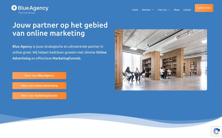 Screenshot van theblueagency.nl