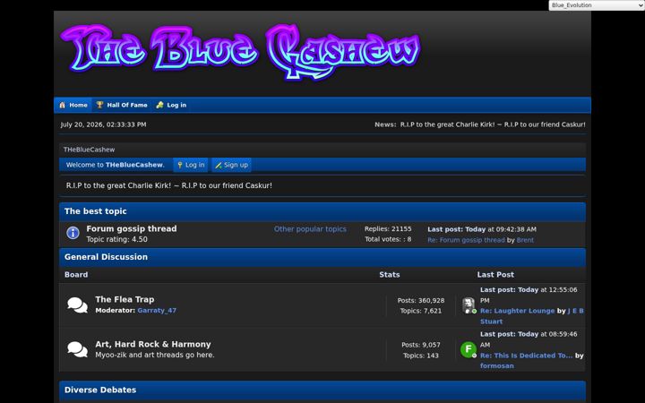 Screenshot of thebluecashew.net