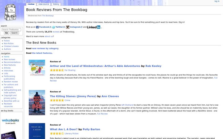Screenshot of thebookbag.co.uk