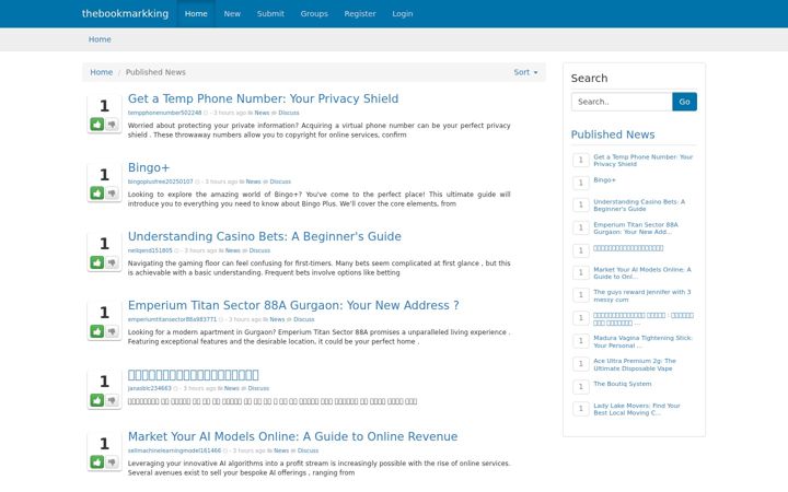 Screenshot of thebookmarkking.com