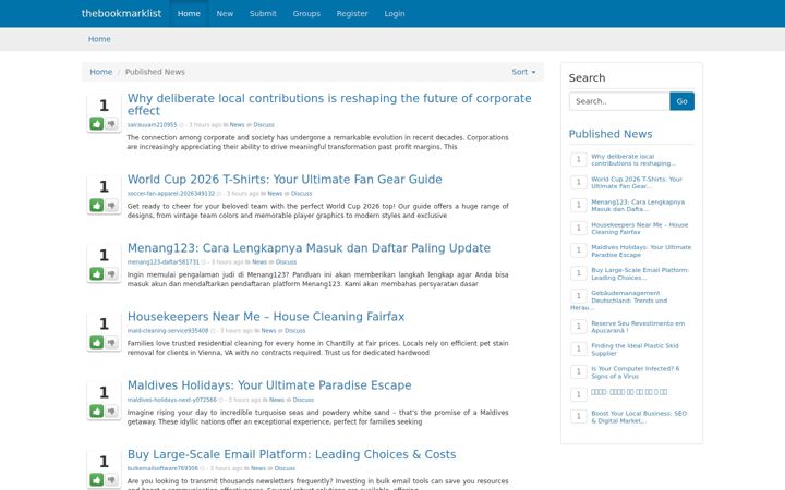 Screenshot stránky thebookmarklist.com