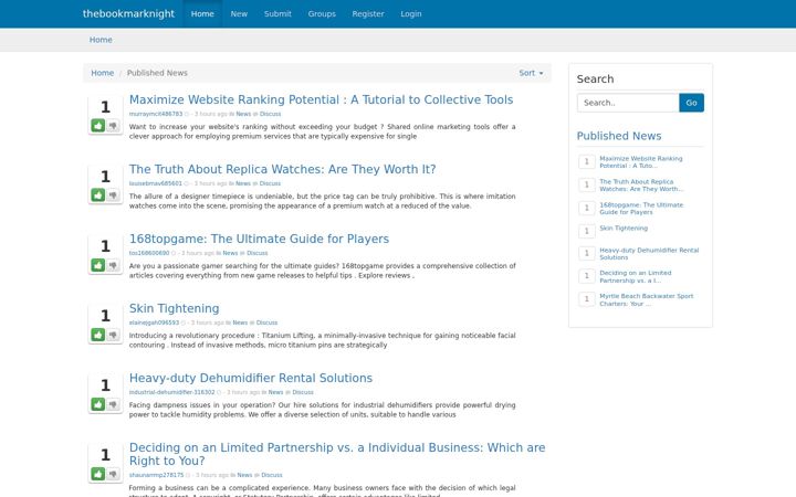 Screenshot of thebookmarknight.com