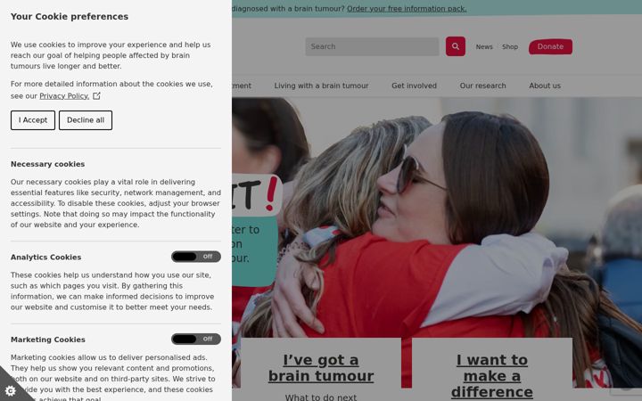 Screenshot of thebraintumourcharity.org
