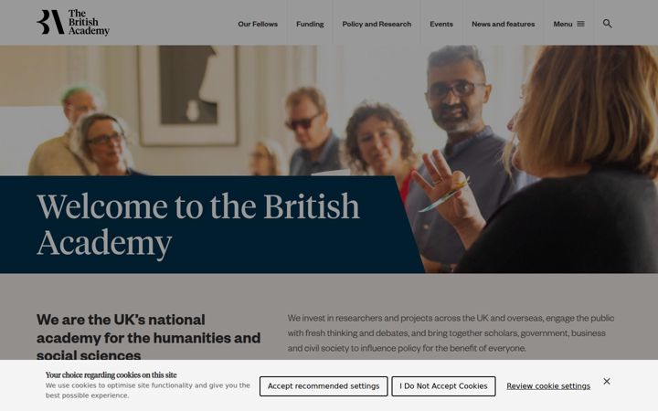 Screenshot of thebritishacademy.ac.uk