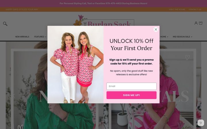 Screenshot of theburlapsack.com