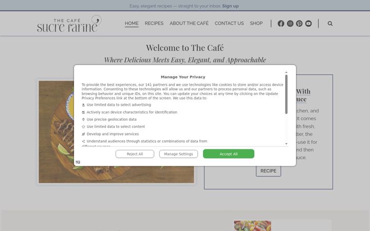 Екранна снимка на thecafesucrefarine.com