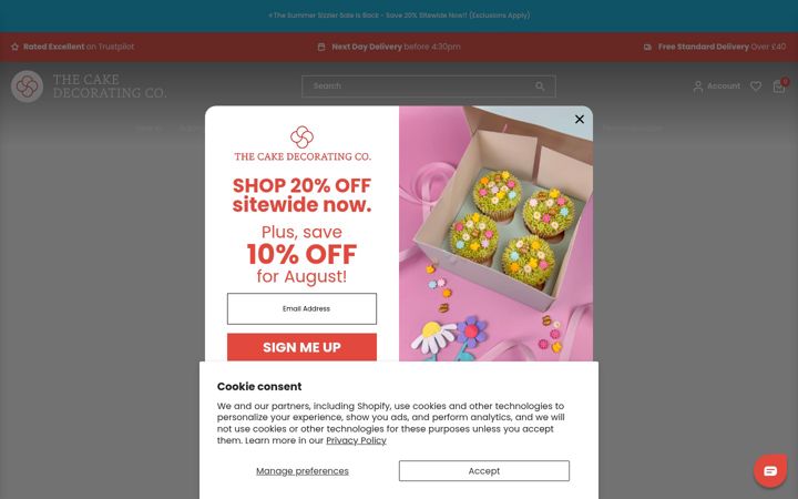 Screenshot von thecakedecoratingcompany.co.uk