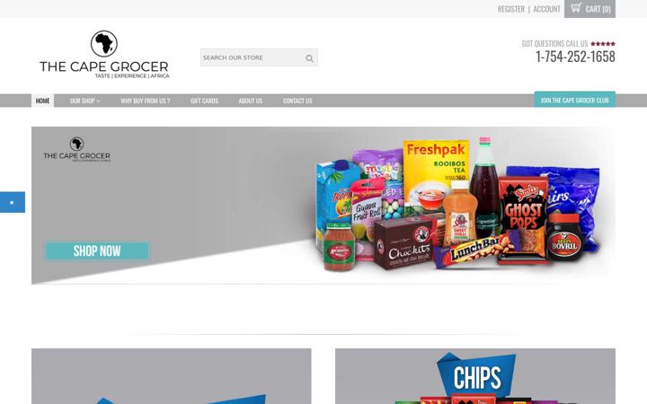 Captura de pantalla de thecapegrocer.com