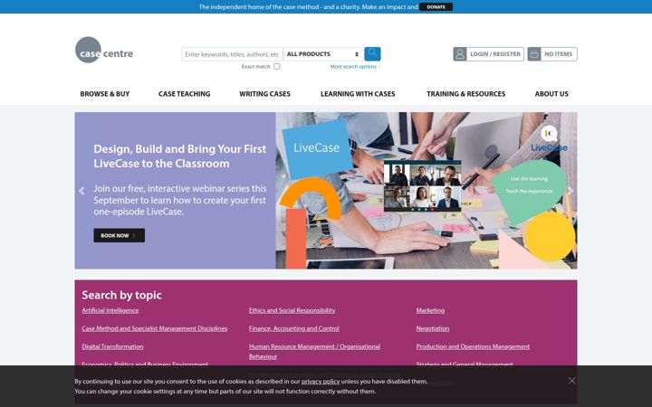 Screenshot of thecasecentre.org