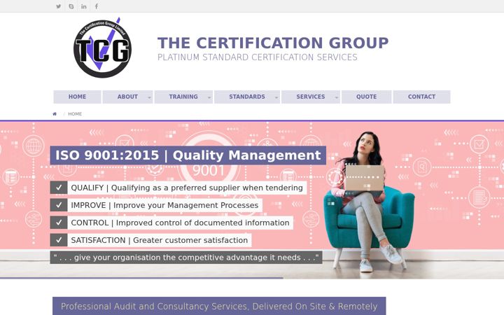 Screenshot stránky thecertificationgroup.co.uk