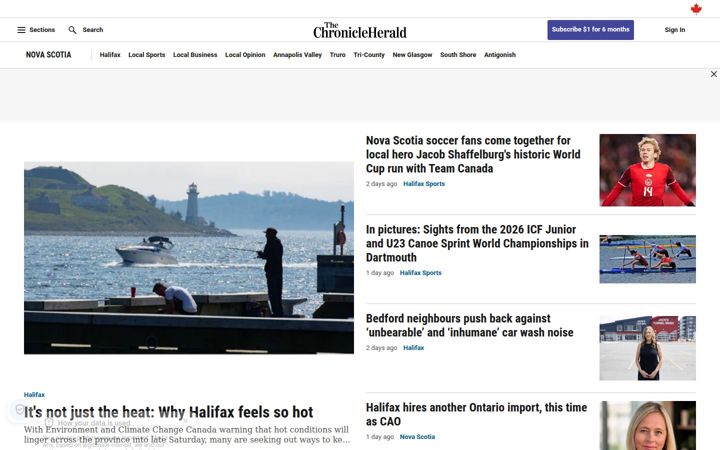 Screenshot of thechronicleherald.ca