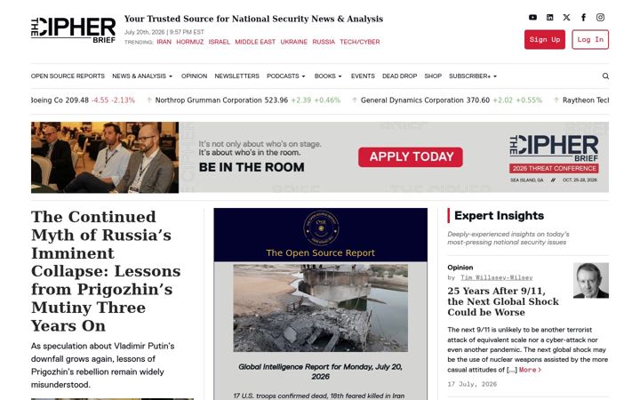 Screenshot of thecipherbrief.com
