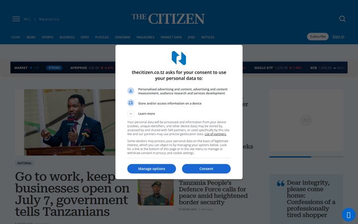 Screenshot of thecitizen.co.tz