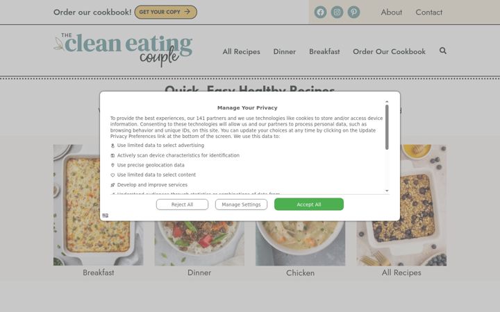 Screenshot of thecleaneatingcouple.com