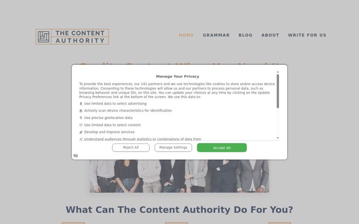Screenshot of thecontentauthority.com