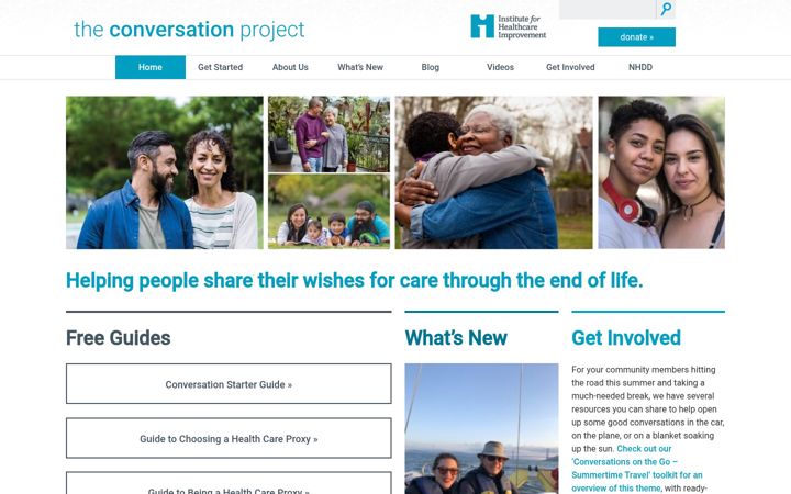 Screenshot of theconversationproject.org