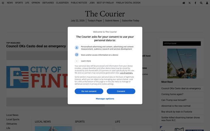 Screenshot of thecourier.com