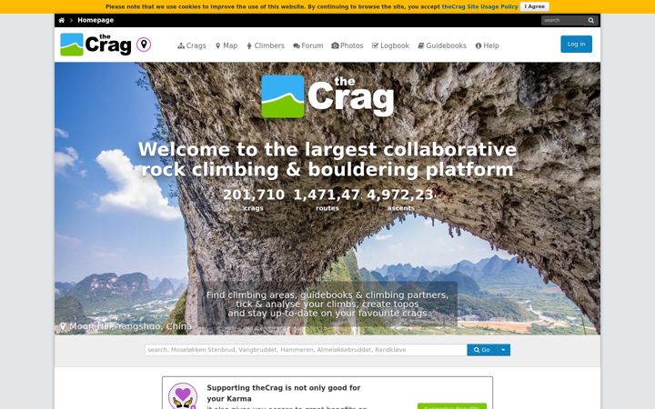 Ekrānuzņēmums no thecrag.com