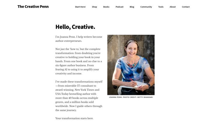 Screenshot of thecreativepenn.com